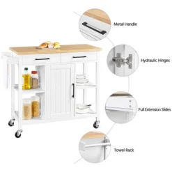 Yaheetech Mobile Kitchen Island Kitchen Trolley Cart With Adjustable Shelves White -Baxton Home Shop GUEST f8388620 ce4d 4c9e 83fd e0559c880211