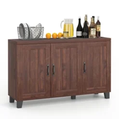 Costway 3-Door Buffet Sideboard Storage Credenza Cabinet Console Adjustable Shelf Brown/White Wash -Baxton Home Shop GUEST f882855f 665f 4149 955b 3cd4fd85420c