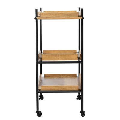 Jengarn Rolling Bar Cart Natural/Black - Aiden Lane 8 Jengarn Rolling Bar Cart Natural/Black - Aiden Lane - Image 6