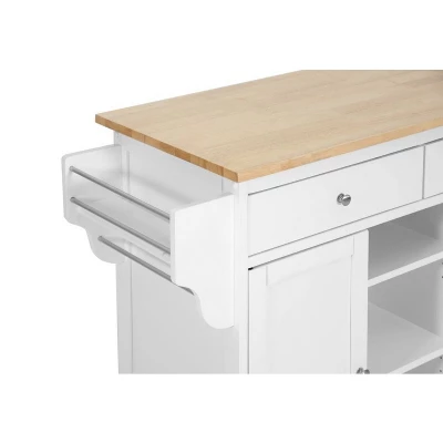 Meryland Modern Kitchen Island Cart White - Baxton Studio 4 Meryland Modern Kitchen Island Cart White - Baxton Studio - Image 2