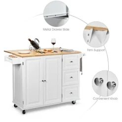 Costway Drop-Leaf Kitchen Island Trolley Cart Wood Storage Cabinet W/ Spice Rack White 18 Costway Drop-Leaf Kitchen Island Trolley Cart Wood Storage Cabinet W/ Spice Rack White -Baxton Home Shop GUEST fa937470 6812 4d9f bace 97cfa6a7d01c