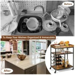 Costway 3-Tier Rolling Kitchen Cart Utility Trolley W/ Wine Bottle Rack 15 Costway 3-Tier Rolling Kitchen Cart Utility Trolley W/ Wine Bottle Rack -Baxton Home Shop GUEST faacce95 2d28 4558 ad23 606576f6654b