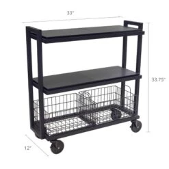 Cart System With Wheels 3 Tier Black - Atlantic -Baxton Home Shop GUEST fb4fbcdd 5c86 4951 a370 b0ee7796489c