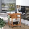 HOMCOM Bamboo Kitchen Island Cart On Wheels, Utility Trolley Cart With 2 Storage Drawers And Open Shelves, Natural -Baxton Home Shop GUEST fb5227ca 4f4e 4704 b892 e4f598f3a6a6