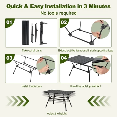 Costway Heavy-Duty Aluminum Camping Table, Folding Outdoor Picnic Table With Carrying Bag 10 Costway Heavy-Duty Aluminum Camping Table, Folding Outdoor Picnic Table With Carrying Bag - Image 8