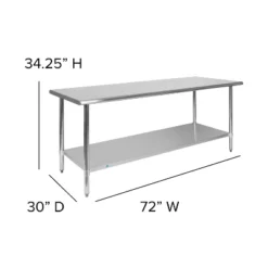 Flash Furniture Stainless Steel 18 Gauge Prep And Work Table With Undershelf - NSF Certified -Baxton Home Shop GUEST fc8e0216 d686 4ec7 904d 3f04dcab87d8