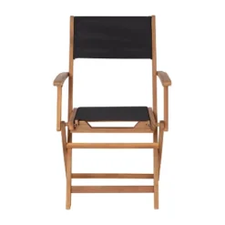 Merrick Lane Set Of 2 Indoor/Outdoor Acacia Wood Folding Patio Bistro Armchairs With Black Textilene Mesh Back And Seat, Natural -Baxton Home Shop GUEST fcb10732 9efe 4a27 8b97 1538480ffe6b