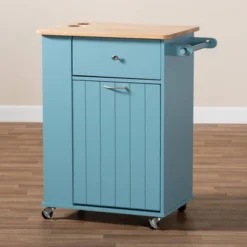 Liona Sky Wood Kitchen Storage Cart Blue/Natural - Baxton Studio -Baxton Home Shop GUEST fec97e39 44a6 4b75 a05f 40c6190e3e0d