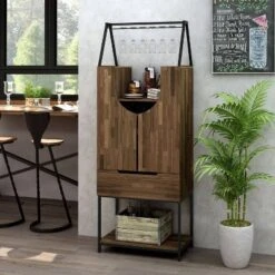 Meluse Multi Storage Wine Cabinet Light Hickory - HOMES: Inside + Out -Baxton Home Shop GUEST ff0d2196 c7b4 4a22 99ca ca7fc88f5e7c